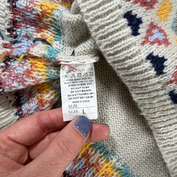 Women’s Fair Isle Sweater Casual Loose Warm Knitted Pullover Boatneck - Picture 7 of 9